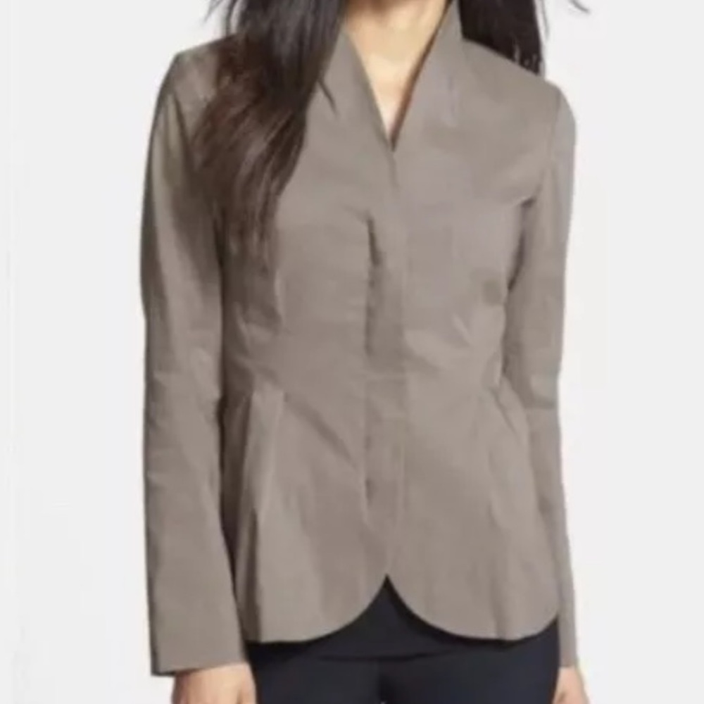 Eileen Fisher Ramie Silk Zip Up Jacket Blazer Size Large Petite